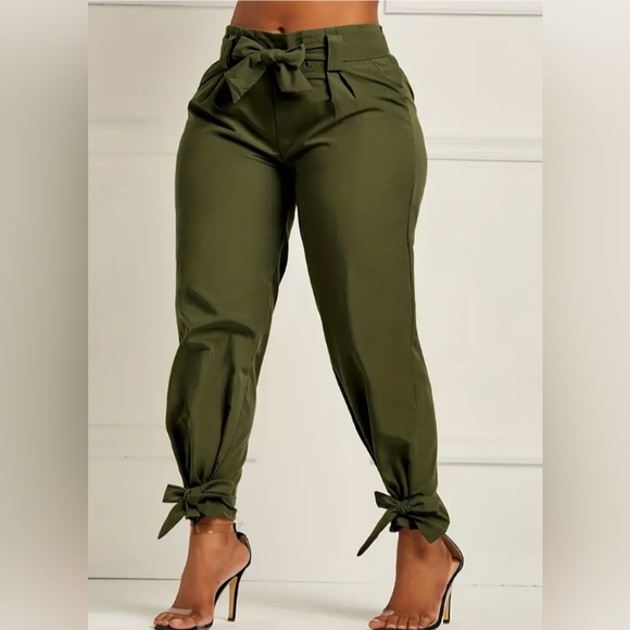 Pants - Bowtie Casual Green Elastic Waist Pants Size 1X #New